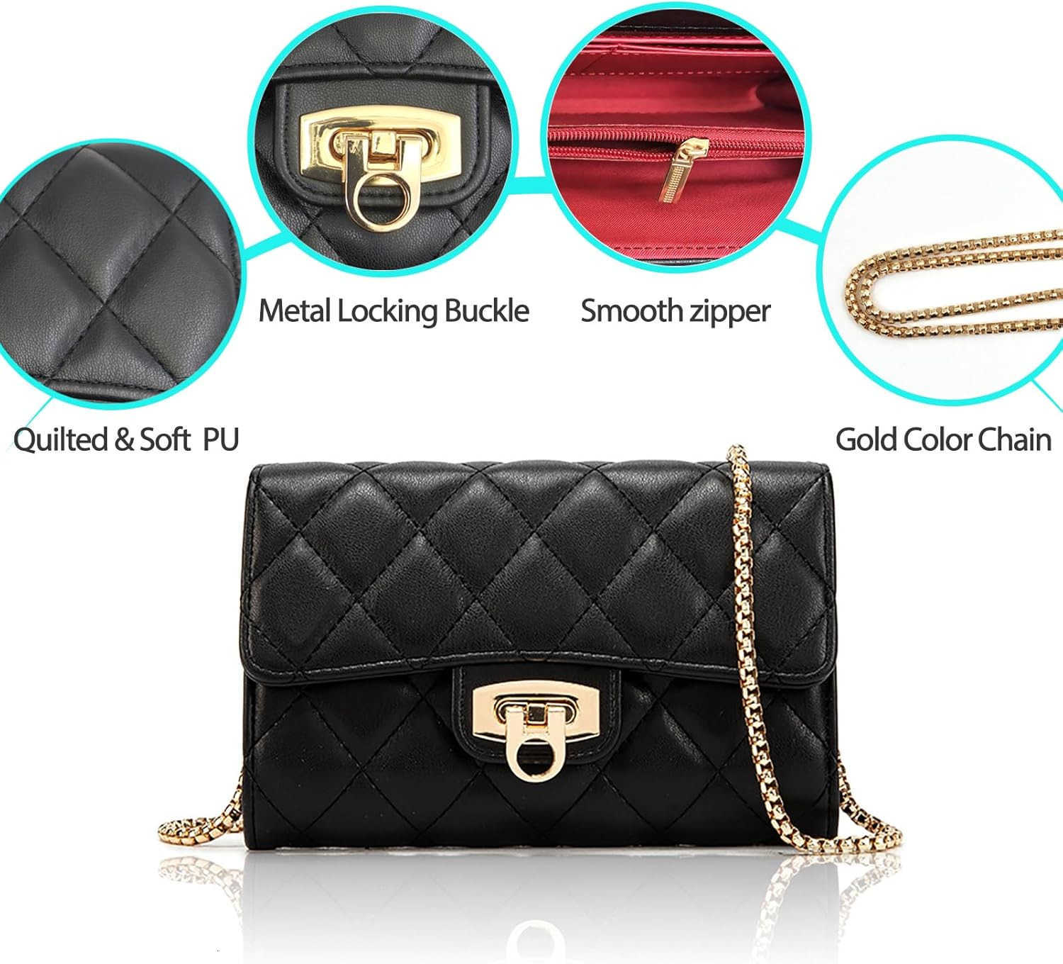 Small Black Clutch Purses for Women with Quilted Designs Womens Trendy Quilted Crossbody Bags Stylish Shoulder Handbags M250910