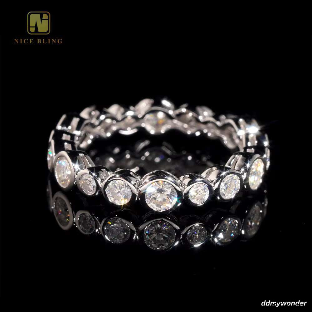 Fine Jewelry S Sier Bezel Radiant Cut VVS Moissanite Ring Women Finger Rings Wedding Engagement