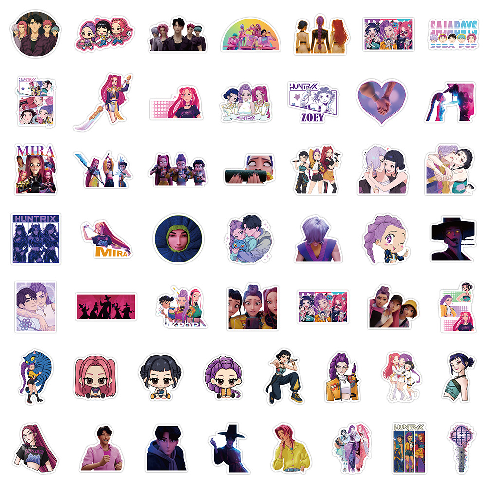 50-500pcs Kpop Demon Hunters Stickers for Water Bottle Waterproof Stickers for Laptop Skateboard Phone Guitar Travel Case Bike Notebook Helmet Sticker