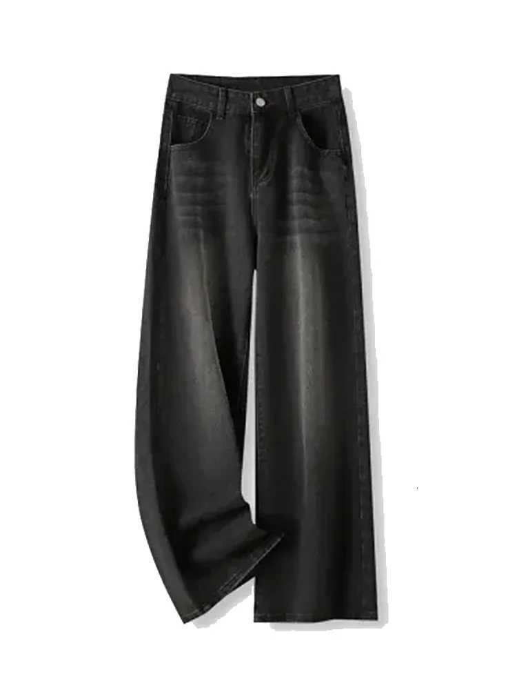 Botvotee Vintage Womens Black Grey High Waist Jeans Y2K Fashion Baggy Loose Straight Wide Leg Baggy Denim Trousers Pants Z250910