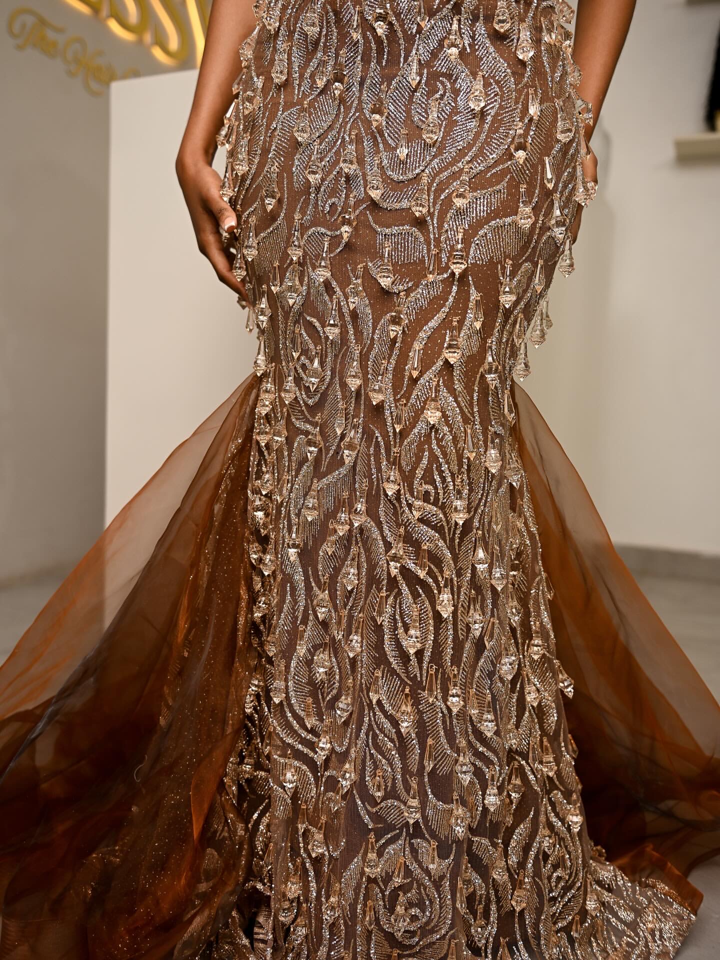 Brown Mermaid Prom Dresses 2025 Rhinestones Beaded Luxurious Evening Formal Party Second Birthday Engagement Gowns Plus Size Dress For Special Occasio