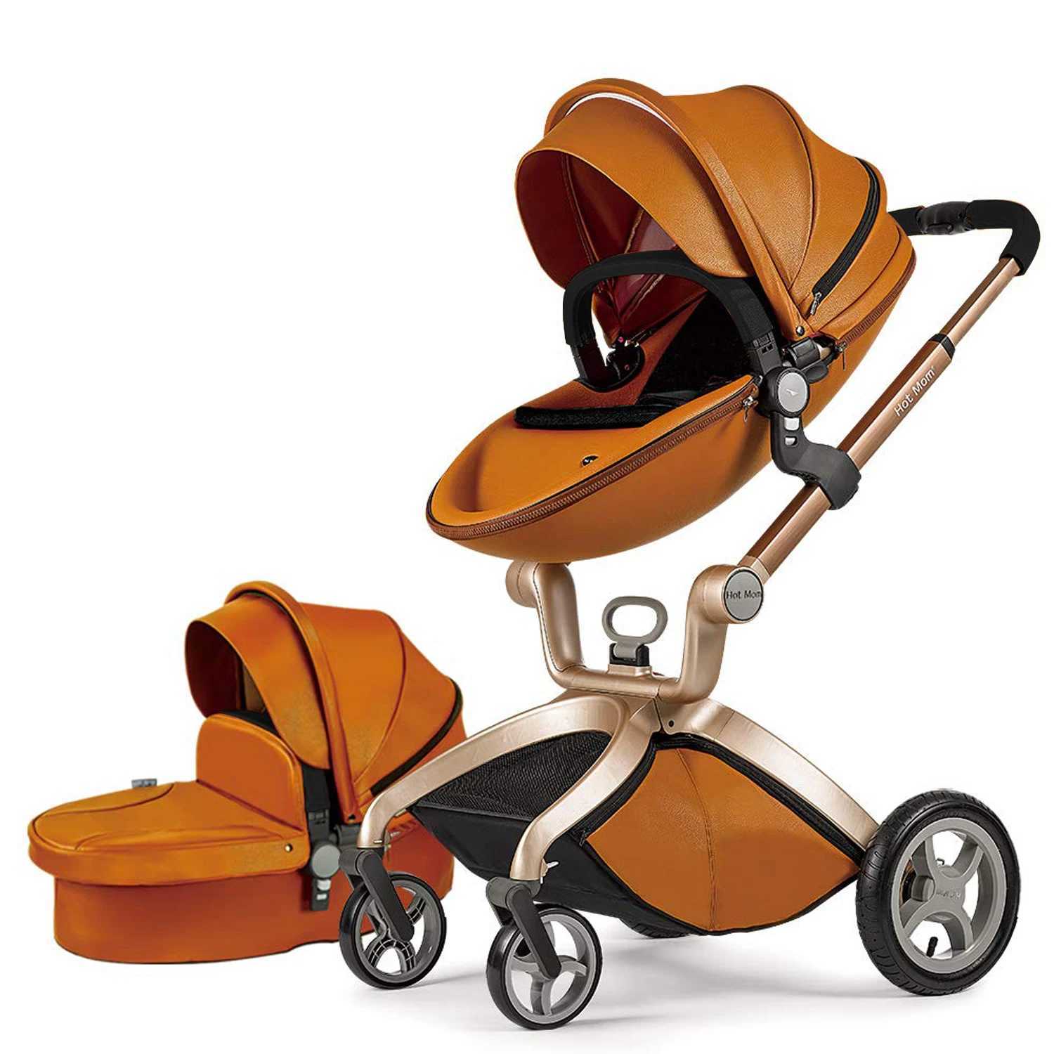 Hot Mom 2 in 1 Baby Pushchair Baby StrollerHigh Landscape Brown Stroller For Newborn BabyMultiple AccessoriesModel F22 W250910