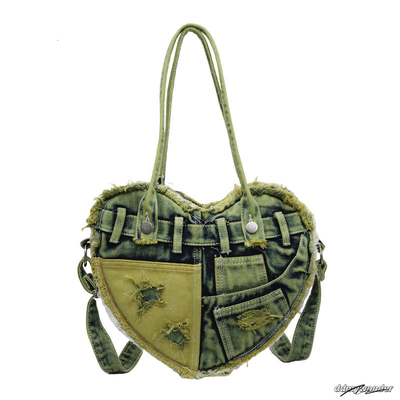 Vintage Women's Fashion Style Love Demin Single Underarm Bag Casual Versatile Cross Shoulder Handbag 250315 ddmywonder ddmywonder ddmywonder