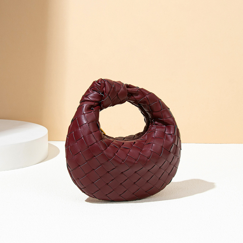 Woven Bag for Women, High-End Mini Handbag, Knotted Horn Bag, Handmade Plaid Handbag