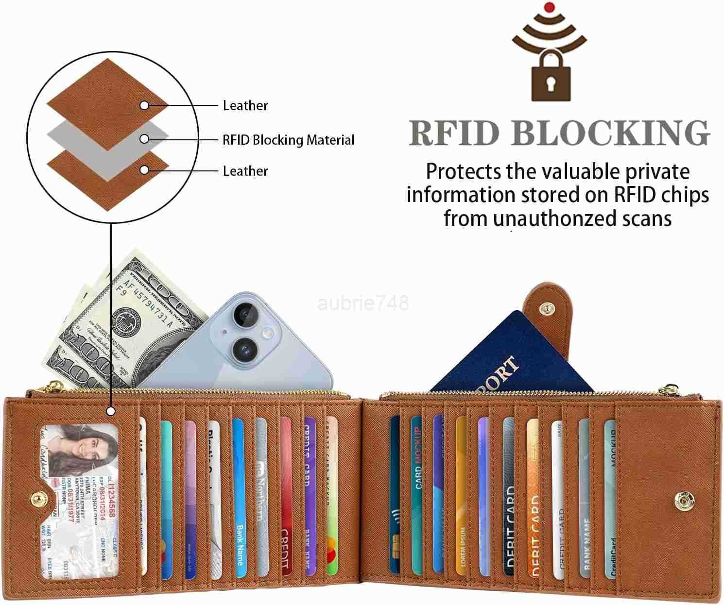 Womens RFID Blocking Large Capacity Wallet Multi Card Organizer Bifold Wallet for Women with Zipper PocketZ250910