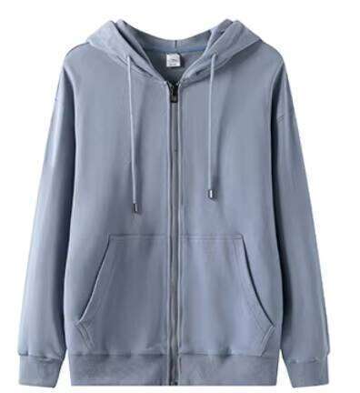 Long Sleeve Unisex Plain Hoodie with Zipper Blank Printed Sweater
