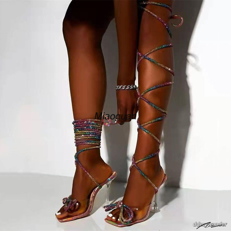 Fashion Womens Crystal Bow Strappy Thigh Boots Sexy Ladies Summer Over The Knee Sandals High Heels Party Strip Shoes Woman ddmywonder ddmywonder