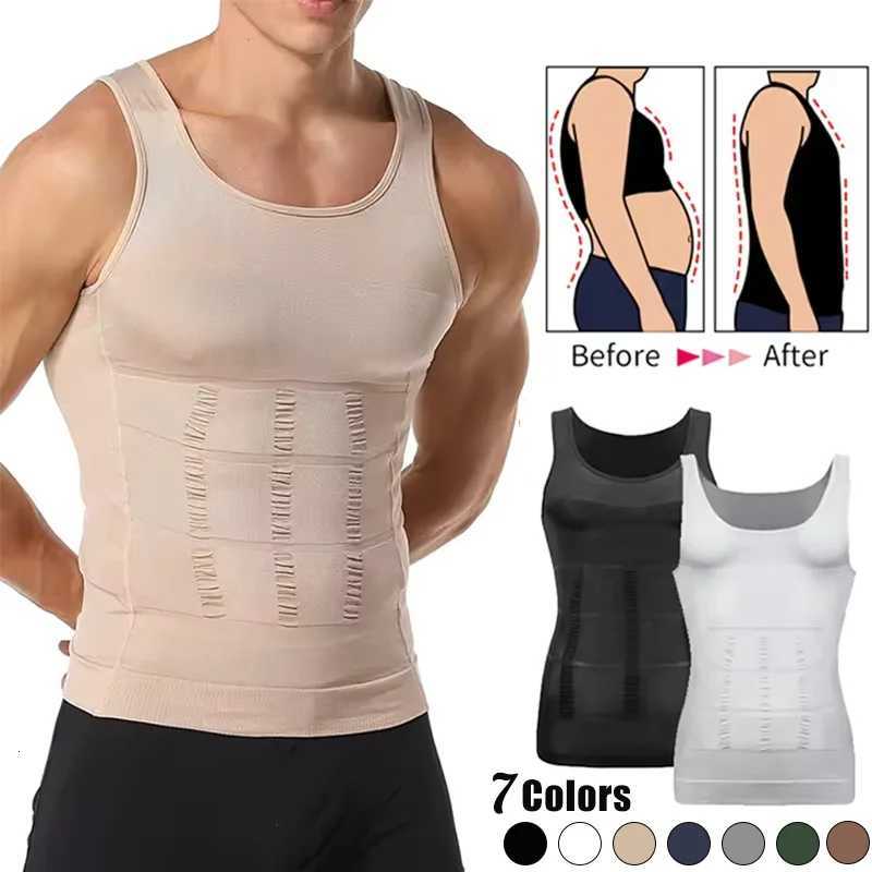 Mens Slimming Body Shaper Vest Shirt Abs Abdomen Slim Gym Workout Tummy Control Compression Tank Top Sleeveless Shapewear W250910