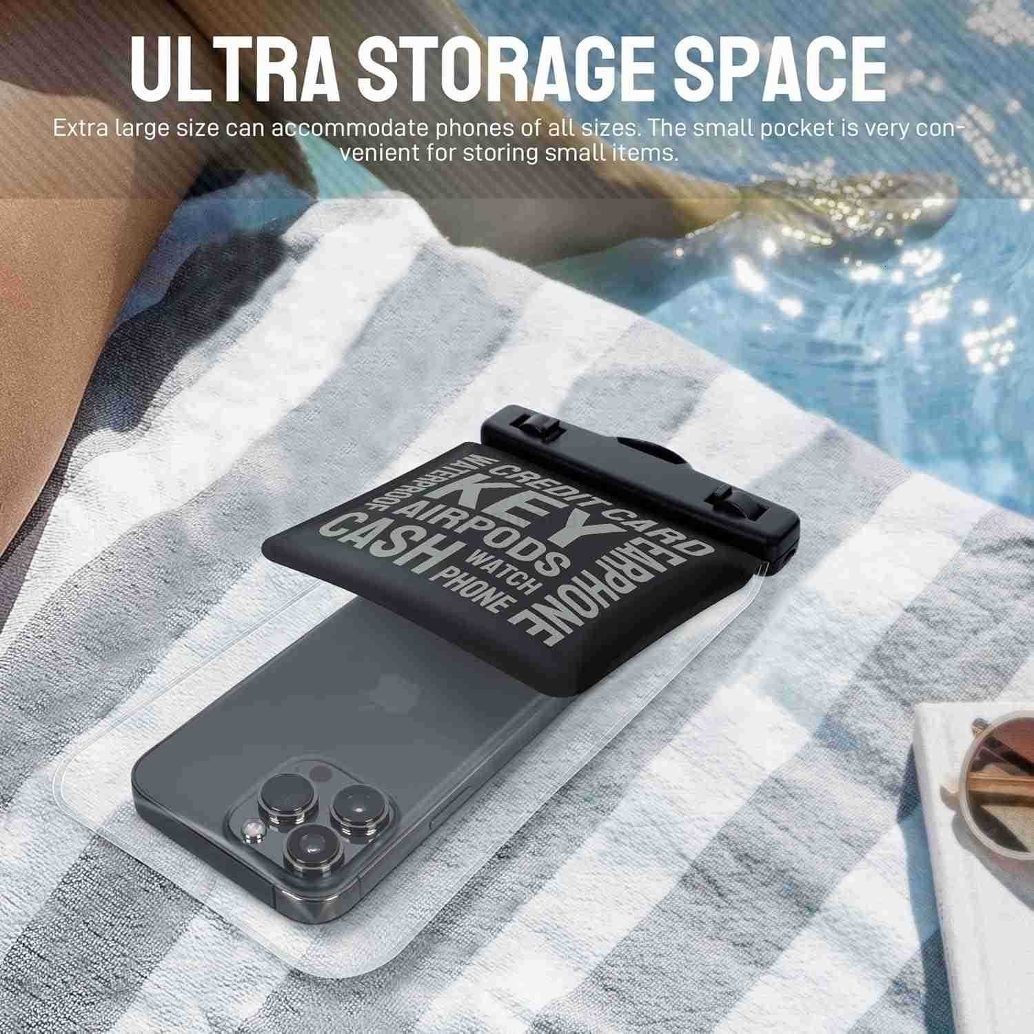 Universal Waterproof Phone Pouch Double Space IPX8 Dry Bag with Lanyard for iPhone 16 15 14 13 12 Pro Max XS XR X S25 S24 S23 Ultra Fit All Phones Up 