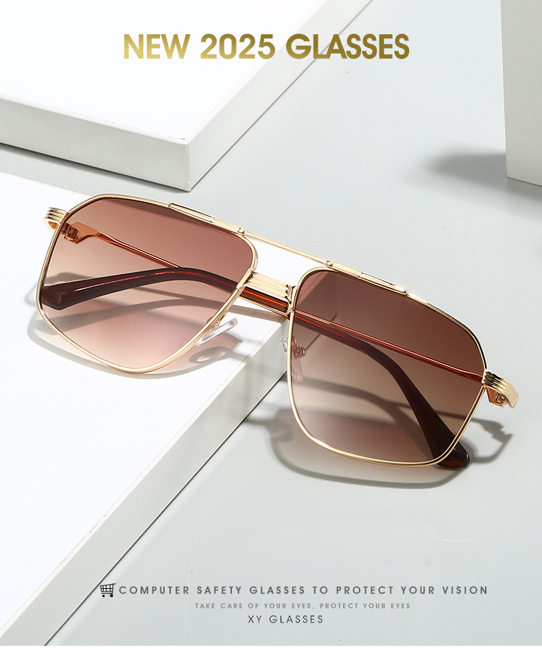 Cross-border new retro metal sunglasses women's fashion high-end sun protection sunglasses men's oval small frame glasses trend