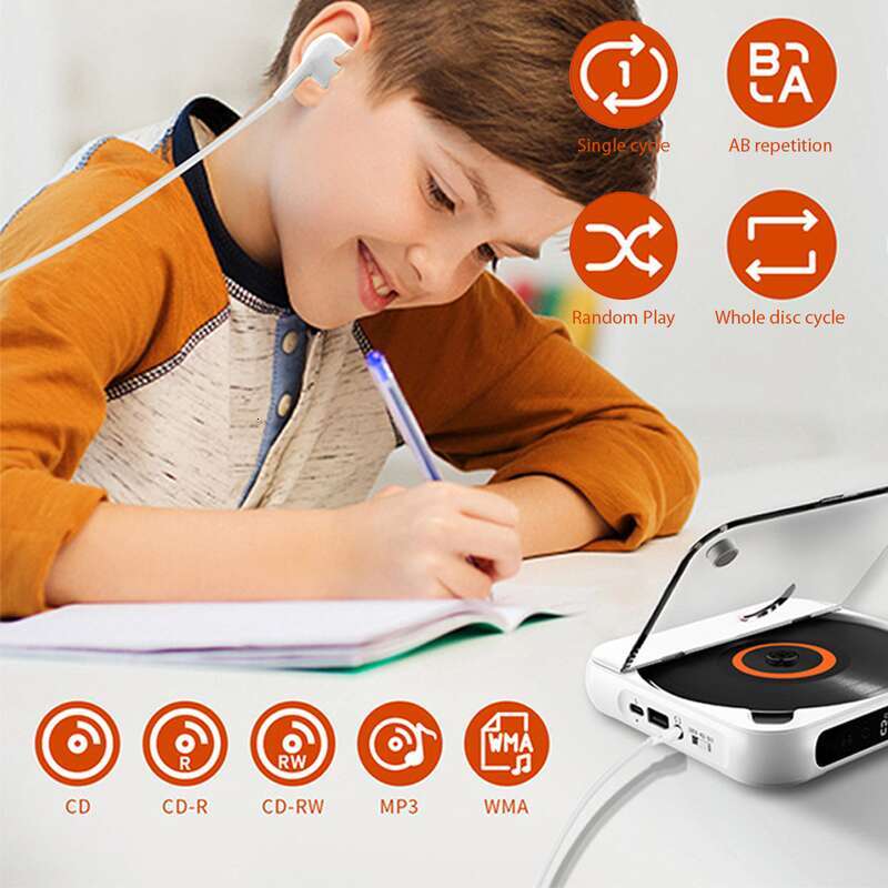 Bluetooth Compatible LCD Screen Car CD Player A B Repeat Mah Battery Gift For Friend Family Student