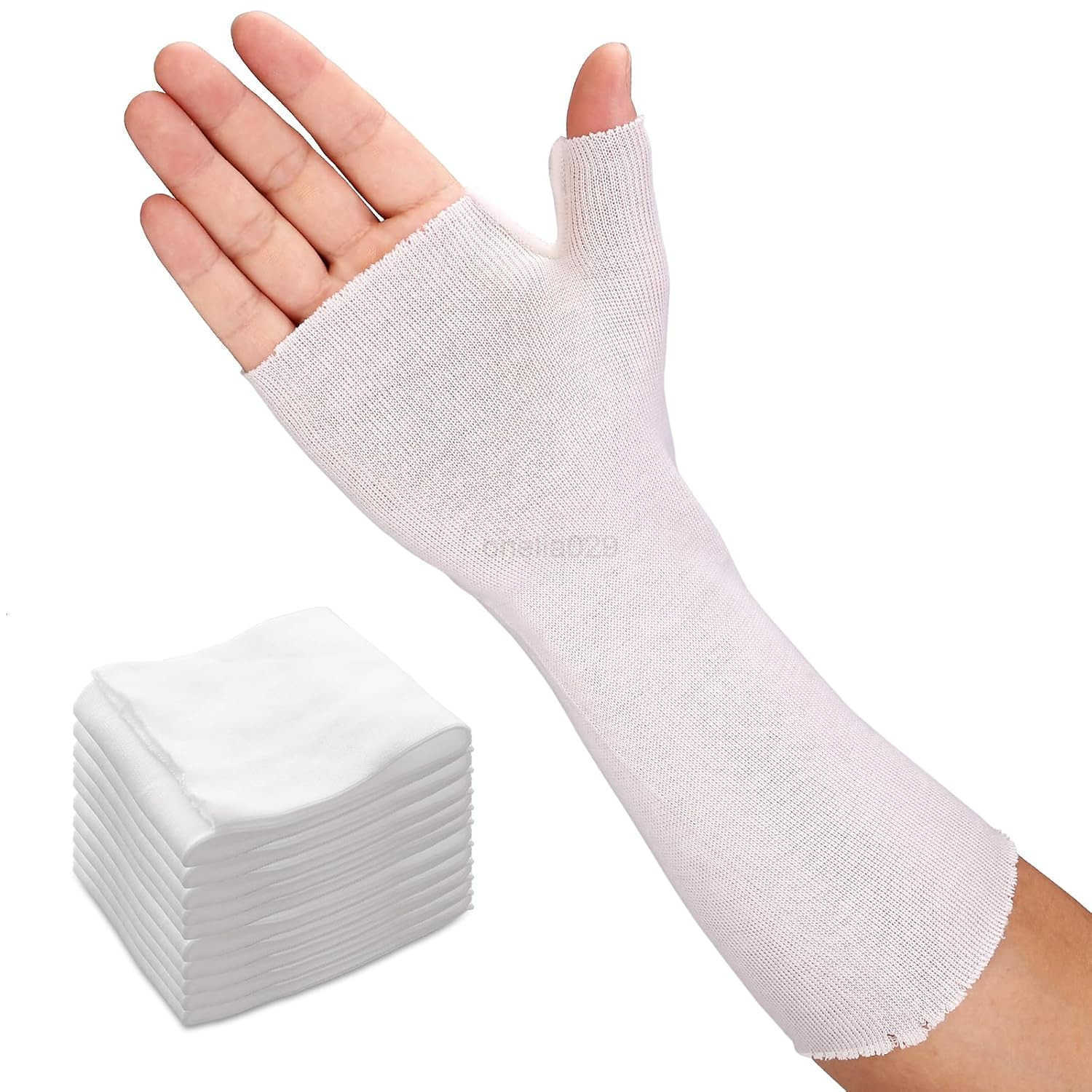 Hand Socks for Splint Pack of 10 Elastic Cotton Stockinette Tubing for Arm Wrist Brace with Thumb Spica Liner Gauze Sleeve Under Cast Wrap Arm Cover f