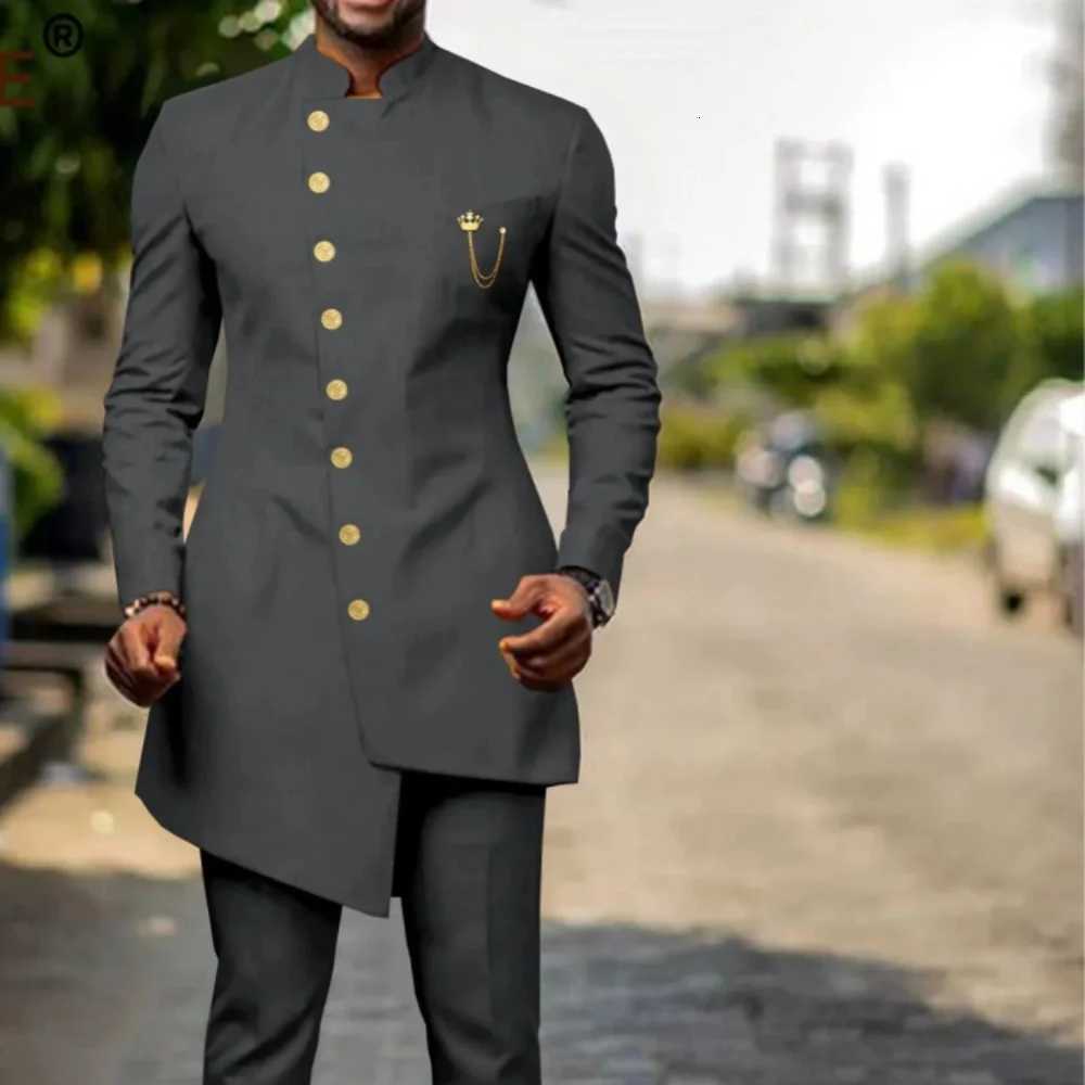 Suits for Men Single Breasted Slim Fit Jackets and Pants 2 Piece Set Clothes for Groom Wedding Evening W250910