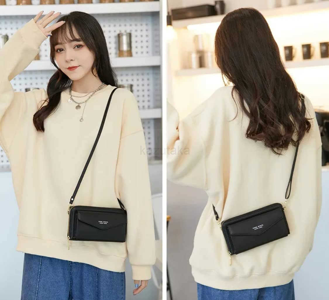 Leather Crossbody Phone Bag for Women RFID Blocking Touch Screen Wallet Shoulder Handbag with Clear Phone Window Z250910