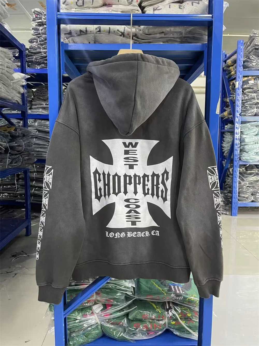 Washed Cardigan Crack Cross Printing West Choppers Pullover Men Women Hooded Hoodie X250910