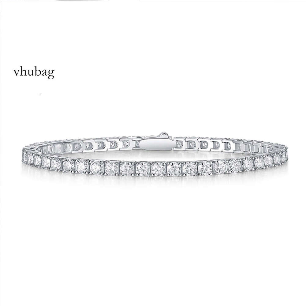 12462 Fine Fashion Sterling Sier and Gold Plated Moissanite Tennis Bracelet for Men & Women Hiphop Rock Style