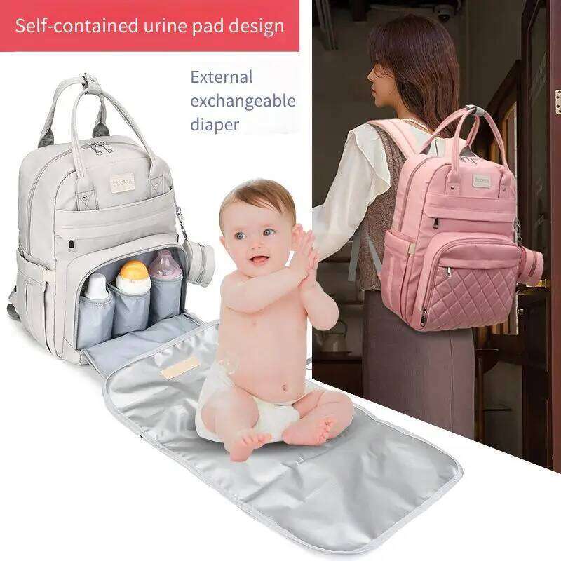 Anti Splash Large Capacity Baby Mom Outdoor Backpack Mommy Bag New Lightweight with Built in Urine Pad Multifunctional