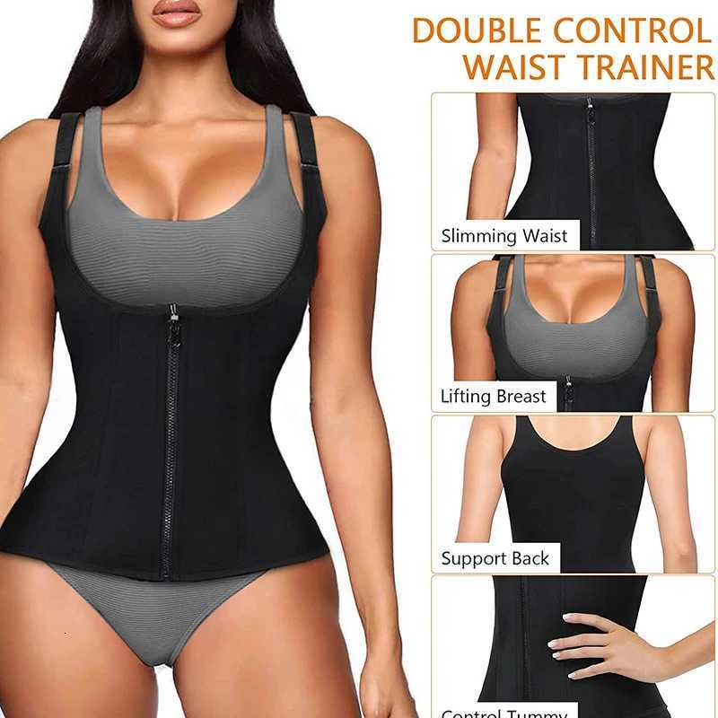 Women Waist Corset Zipper Vest Body Shaper Cincher Shapewear Slimming Belt Sports Girdle Neoprene Sauna Tank Top W250910
