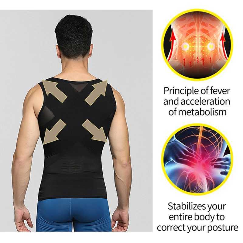 Mens Slimming Shaper Posture Vest Abdomen Reducing Gynecomastia Compression Body Modeling Shapewear Chest Tummy Shirt Corset W250910