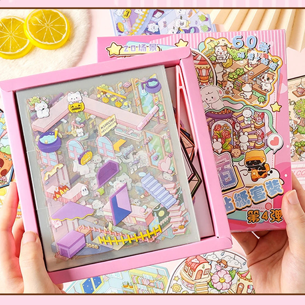20Scenes 25D Landscape Sticker Collection Box Cartoon Scene DIY Toy Game Festival Birthday Present Gift for Kid Girl Child 250909