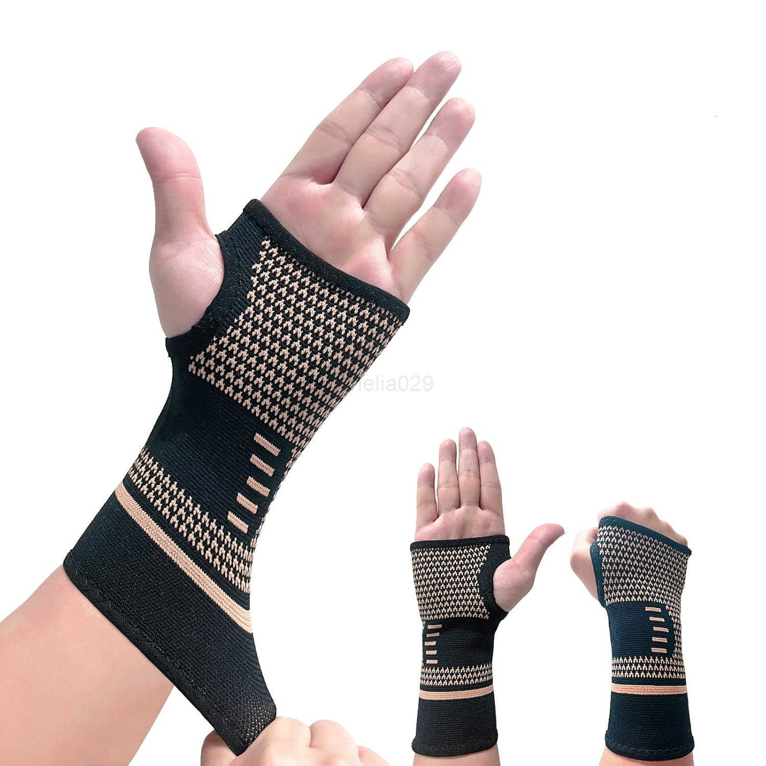 Wrist Compression Sleeve Elastic Wrist Support Sleeve Wrist Brace for Tendonitis Arthritis Sprains Pain Relief Breathable Carpal Tunnel Hand Brace for