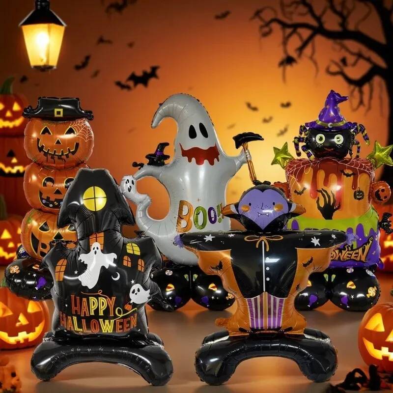 Giant Foil Balloons Iatable Witch Ghost Pumpkin Skeleton Standing Balloon Home Halloween Party Decoration Kids Gift