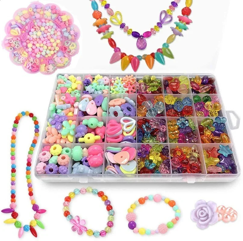 Girls DIY Bead Set Jewelry Making Kit for Kids Girl Pearl Beads Bracelets Rings Necklaces Creativity Kits Art Craft 250910