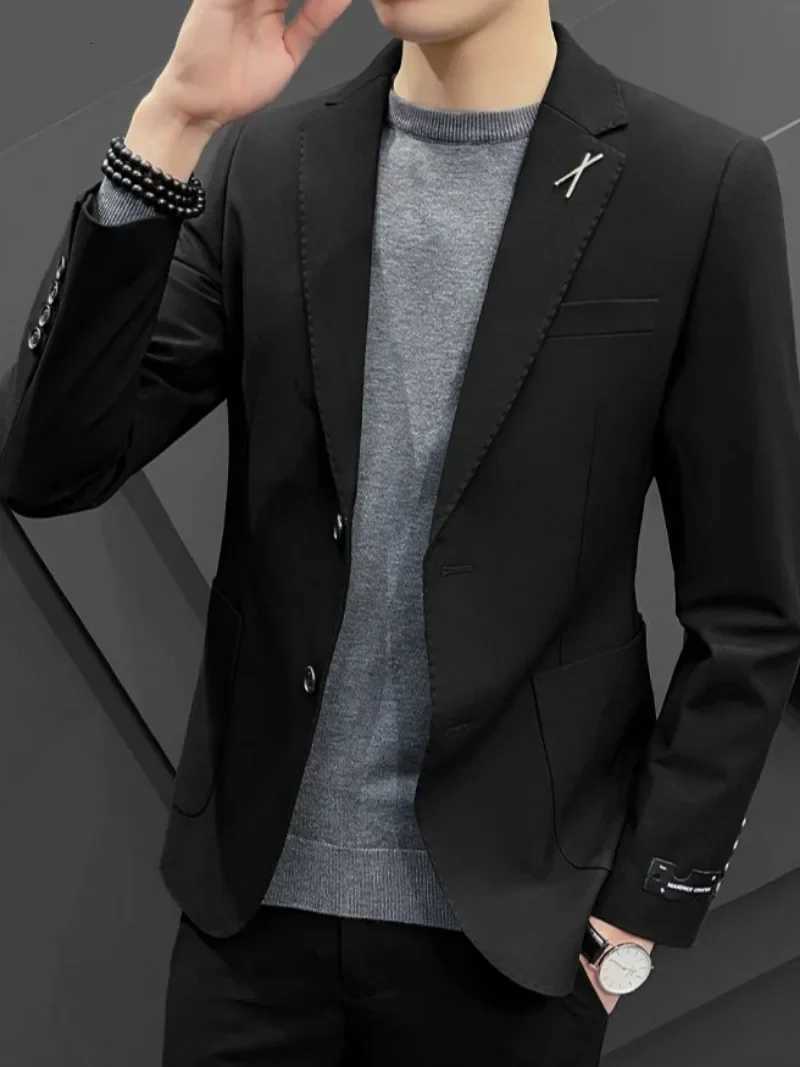 2 Piece Formal Outfit Set Male Big Size Grey Full Mens Dress Suits and Blazers Ceremony Fashion Casual Elegant Trends Costumes W250910
