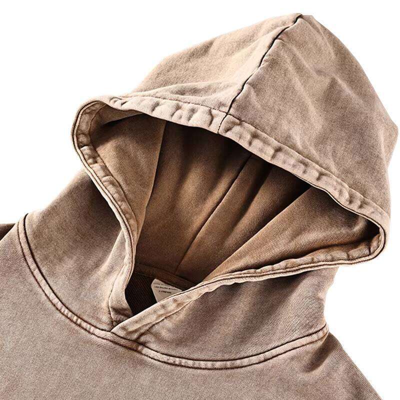 100% Cotton French Terry Acid Washed Vintage 420 Gsm Cordless Oversized Men's Hoodie
