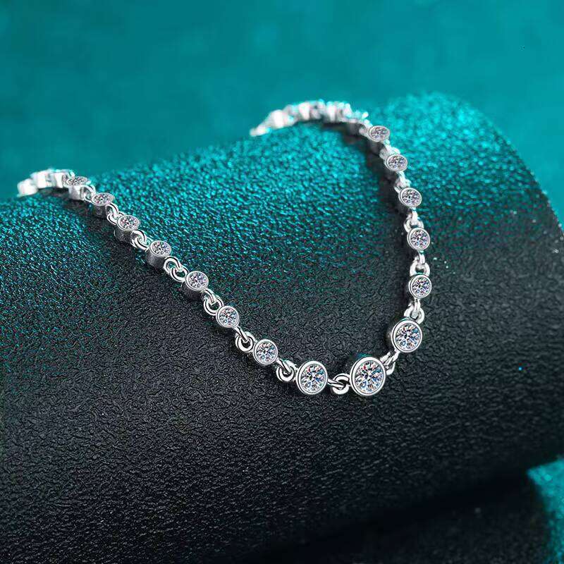 S Exquisite and High-end Minimalist Personality champagne Gold Moissanite Versatile Bracelet