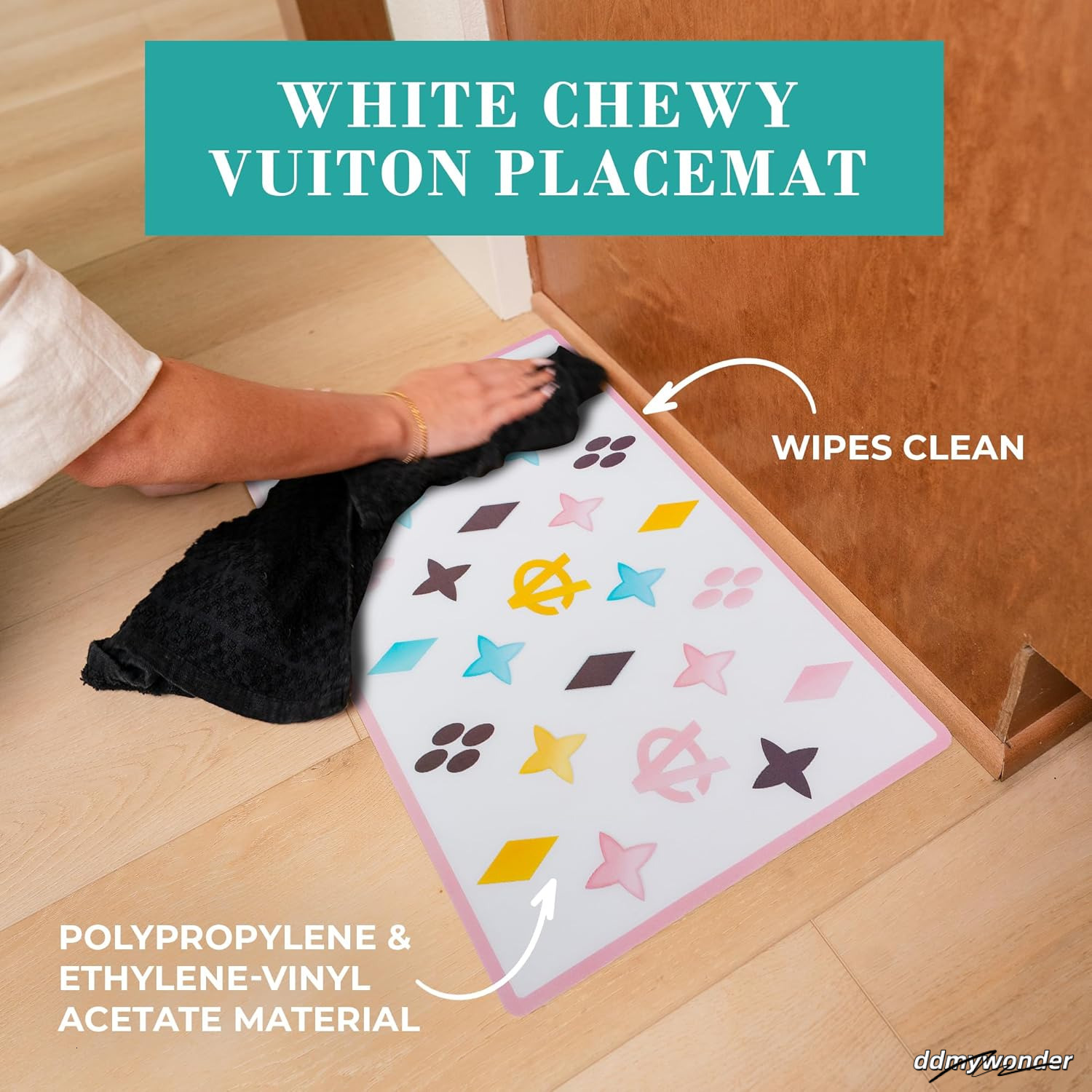 Designer Bowls And Placemat, Water Bowls, Grade BPA Free, Non-Skid Bottom Dishwasher Safe, Dog Food Mat Included, White 23Oz J01 ddmywonder ddmywonder