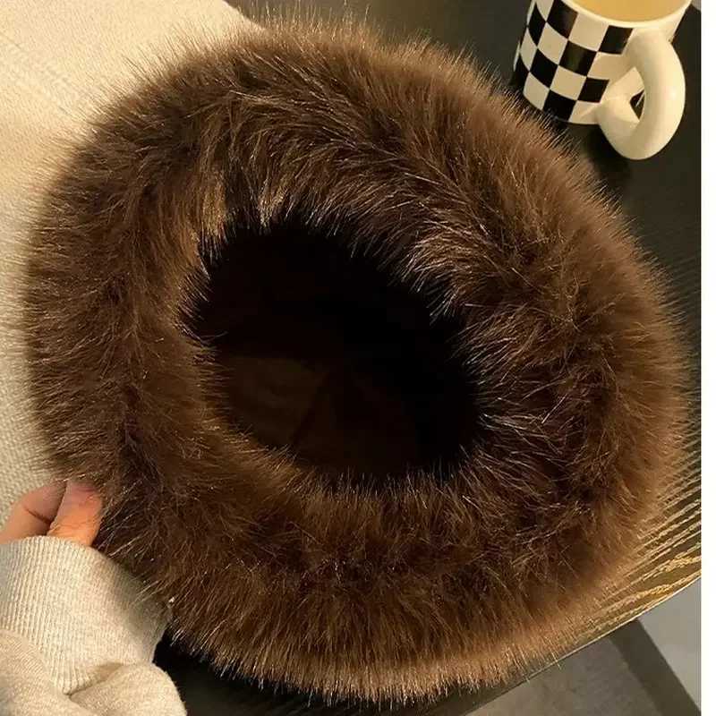 Winter Plush Ear Protection Leopard Print C Windproof Keep Warm Headgear Fluffy Fur Fisherman Hat for Women Fashion Female HatXJ250910