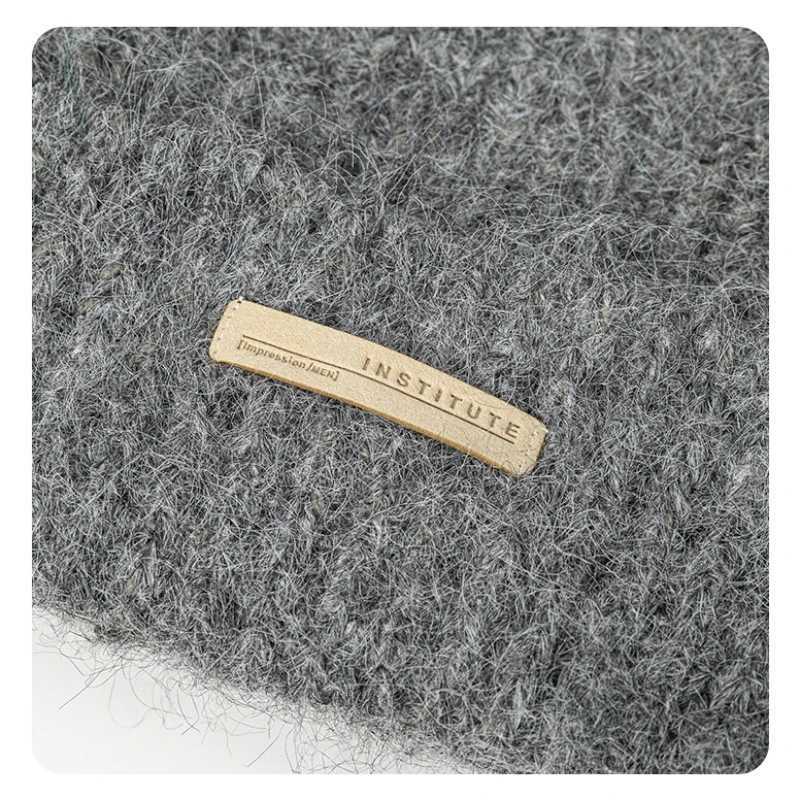 Wool Knitted Beanie Winter Warm Ear Fl C for Couple Oversized Slouchy Gray Unisex Thermal Cold WeatherXJ250910