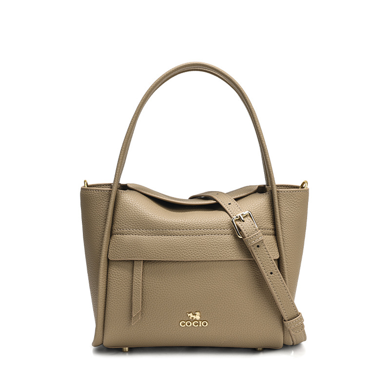 Retro fashion large capacity handbag 2025 new design versatile commuting convenience shoulder bag gray beige