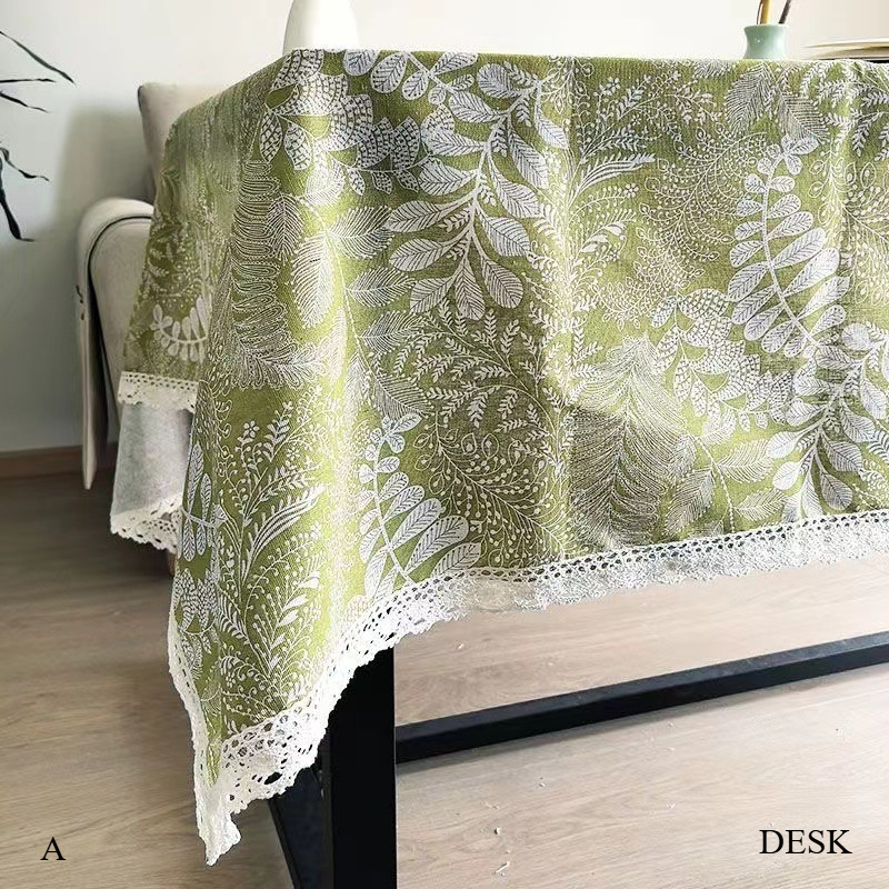 Mori Leaf Floral Fabric Coffee Table Balcony Dining Side Table Cover Towel TU2