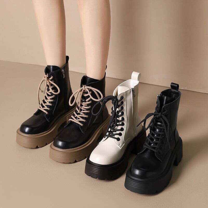 Martin for Women 2025 Winter New British Style Short Spring Autumn Height Increasing Thick Sole Designer Shoe Chunky Heel Non-Slip Stylish Women'