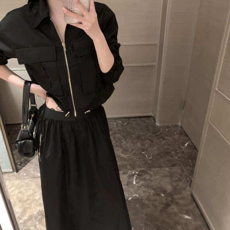 Early Autumn New Niche Design Trendy Brand Jacket Coat + Workwear Half-Length Skirt Set B3