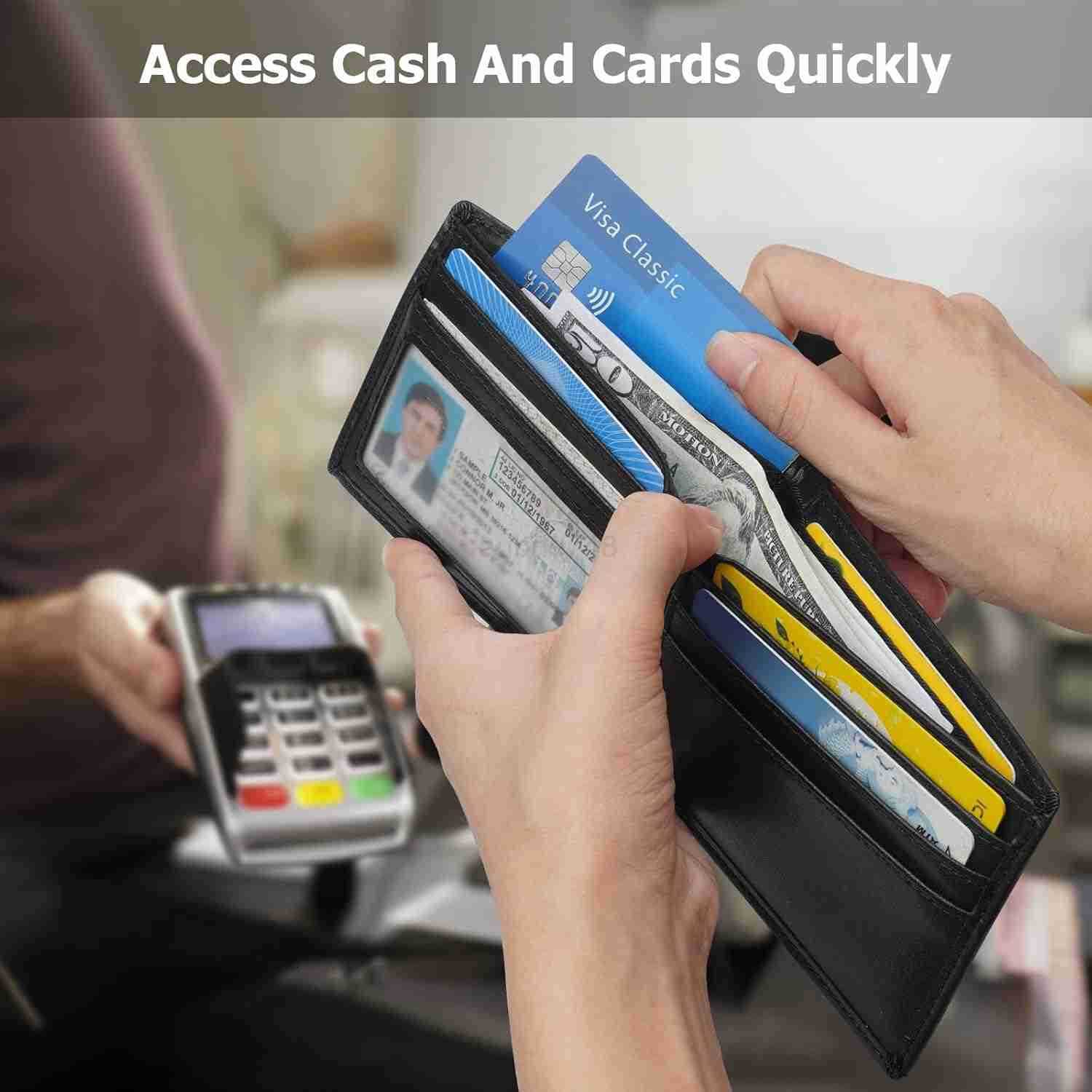 Slim Mens Wallets Leather Rfid Blocking Bifold Wallets for Men With ID WindowZ250910