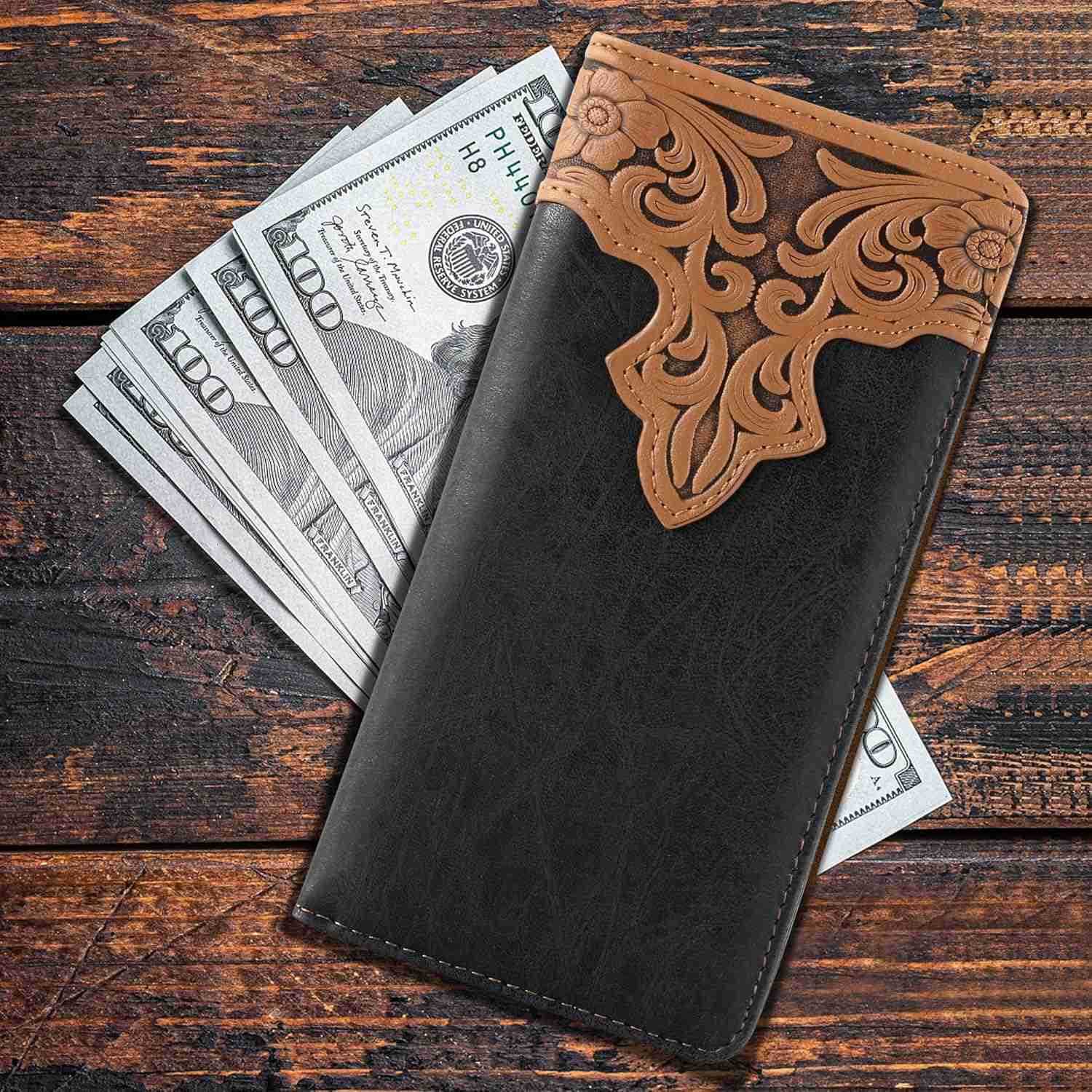 Wallet for Men Long Bifold Wallet with Card Slots RFID Blocking Cowboy Vintage Checkbook Wallet Gift for MenZ250910