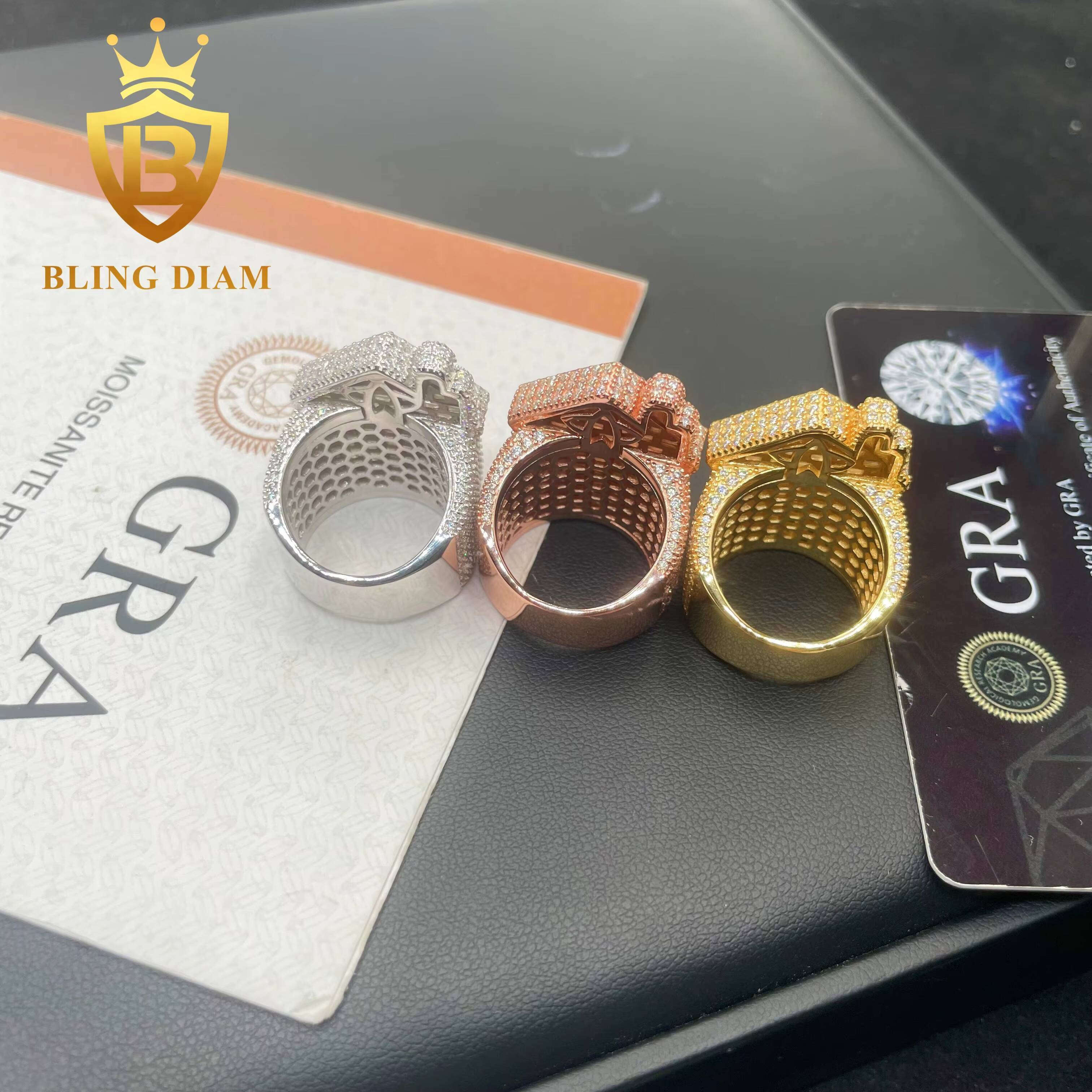 New Arrivals Custom Made House Ring 925 Sterling Silver Baguette Hip Hop Moissanite Rings Pass Diamond Tester