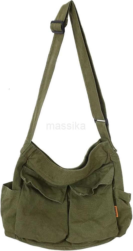 Canvas Messenger Bag Large Hobo Crossbody Bag with Multiple Pockets Casual Shoulder Tote Bag for Women and Men M250910