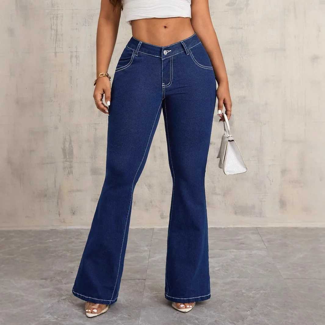 Flare Pants Jeans Women Boot Cut Low Waist Stretch Washed Distressed Pockets Female Vintage Trousers 2025 Streetwear Denims Z250910