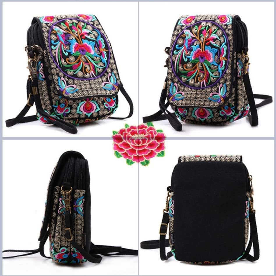 small Embroidered purseEmbroidered cell phone crossbody bag Coin Purse mexican purse Vintage wallet small crossbody cell phone purseW250910