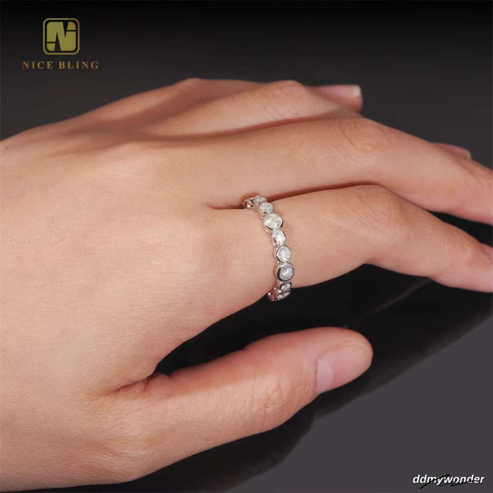 Fine Jewelry S Sier Bezel Radiant Cut VVS Moissanite Ring Women Finger Rings Wedding Engagement