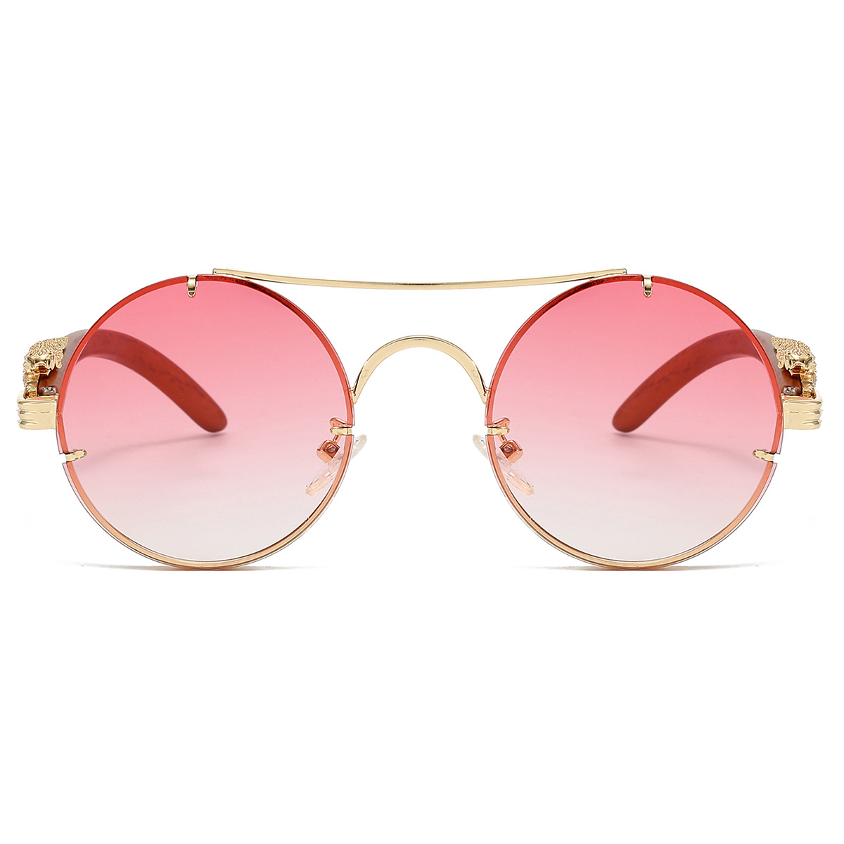Sunglasses KAMMPT Vintage Round Men Fashion Double Bridge Multicolor Shades Women Retro Trendy Design Sun Glasses