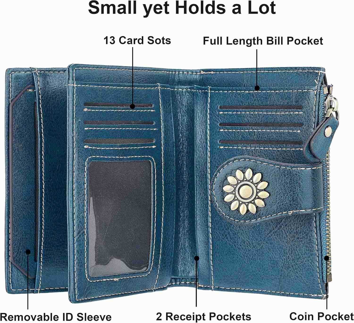 Womens Leather Wallet Small Compact RFID Blocking CARD Case Purse with Zipper PocketZ250910