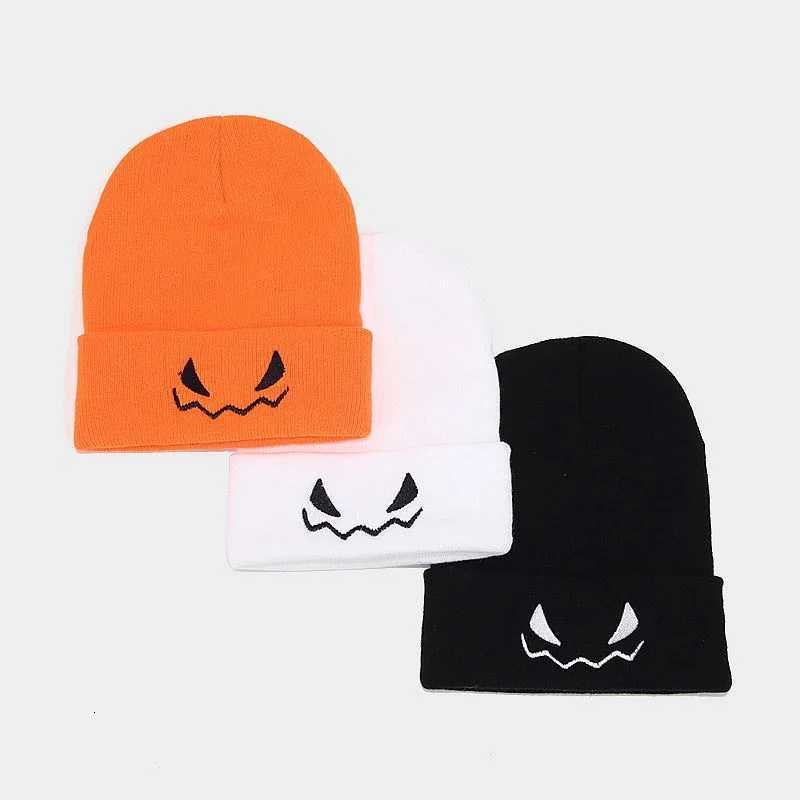 1PC Halloween Pumpkin Devil Embroidered Knitted Hat funny woolen pulr hat for men and womenXJ250910