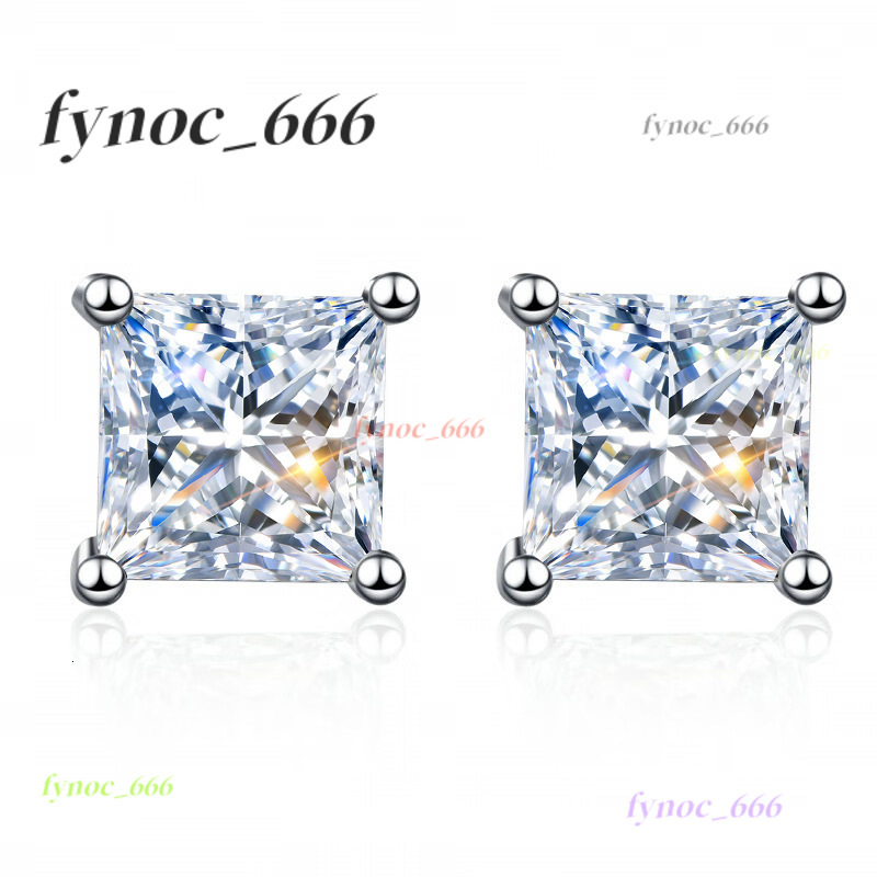 GRA Certified 1.2ct Square Princess Cut Moissanite Diamond Stud Earring for Women 925 Sterling Silver Luxury Quality Hot Jewelry