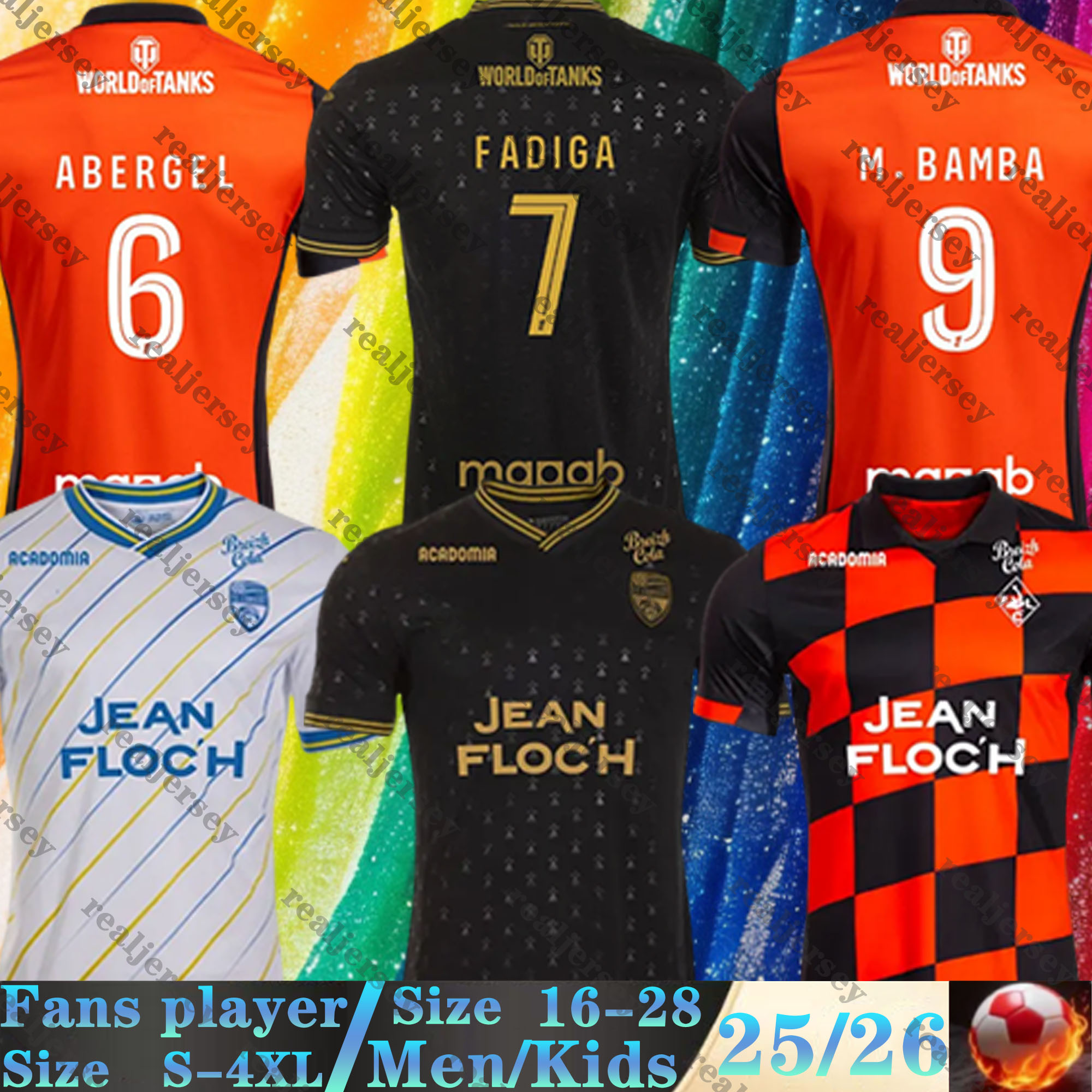 25 26 MAILLOT FC Lorient Soccer jerseys GRBIC D.YONGWA HAMEL M.BAMBA WISSA men uniforms P.PAGIS A.AVOM BOISGARD BOZOK ABERGEL FONTAINE 2025 2026 kids kit football shirts