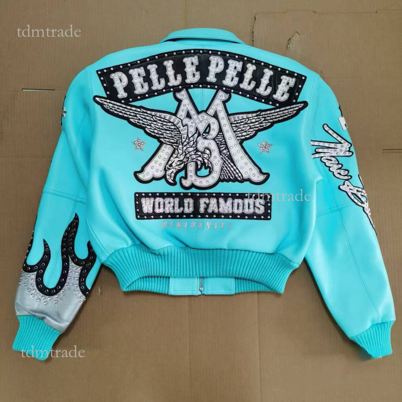 Pelle Pelle Leather Jackets Diamond Encrusted Eagle Leather Jacket Wide Sheep Leather Windbreak Bomber Jackets 1978 Mens Jacket Limited Edition E9a